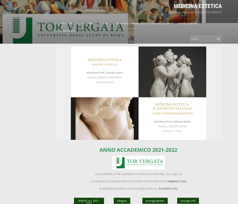 Master II liv. Medicina estetica Universita Tor Vergata  – 14 ottobre Roma