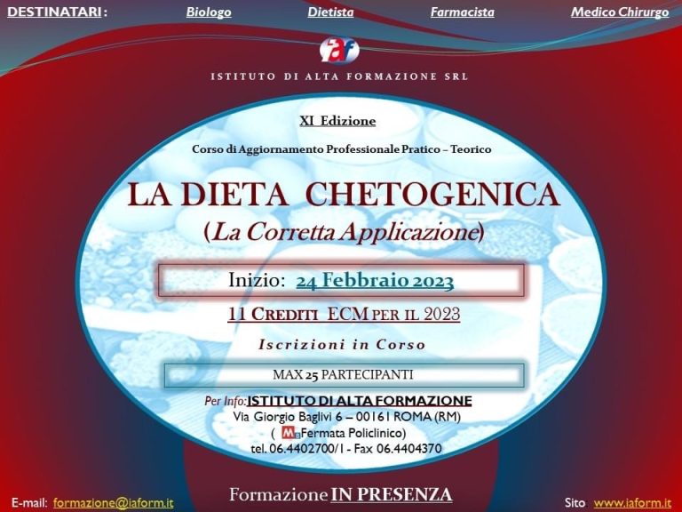 IAF La dieta chetogenica: la corretta applicazione – 24 Febbraio Roma
