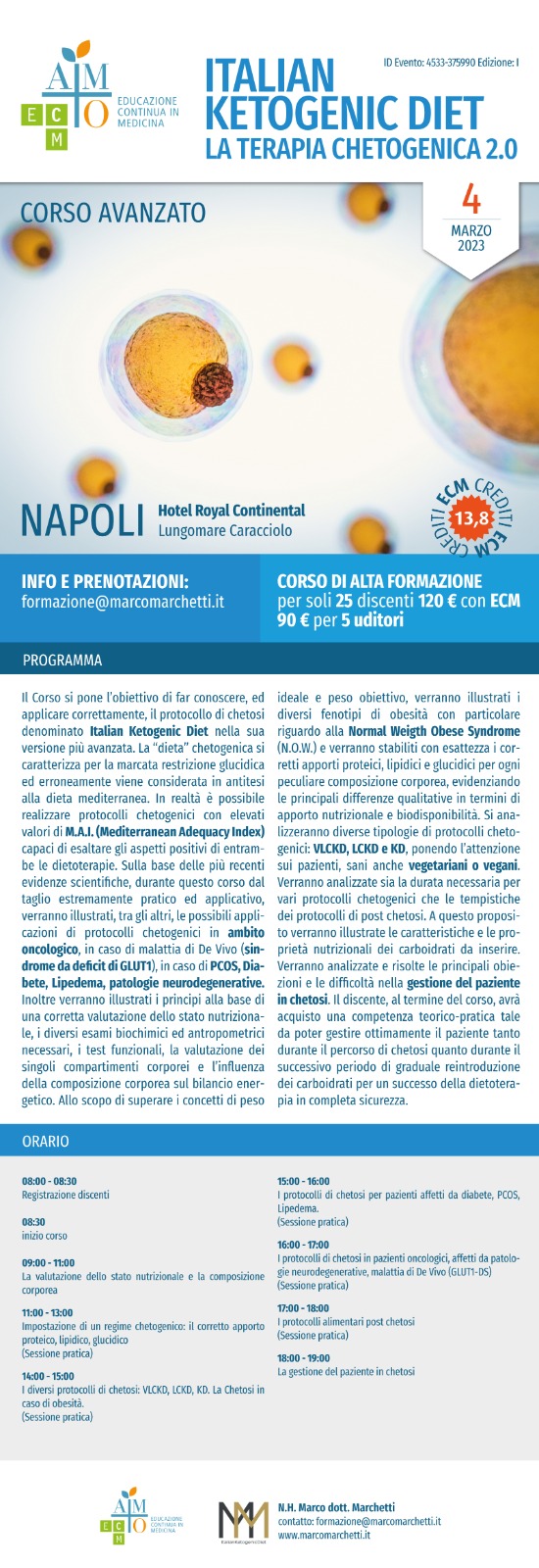 Corso ItalianKetogenicDiet – 4 Marzo Napoli