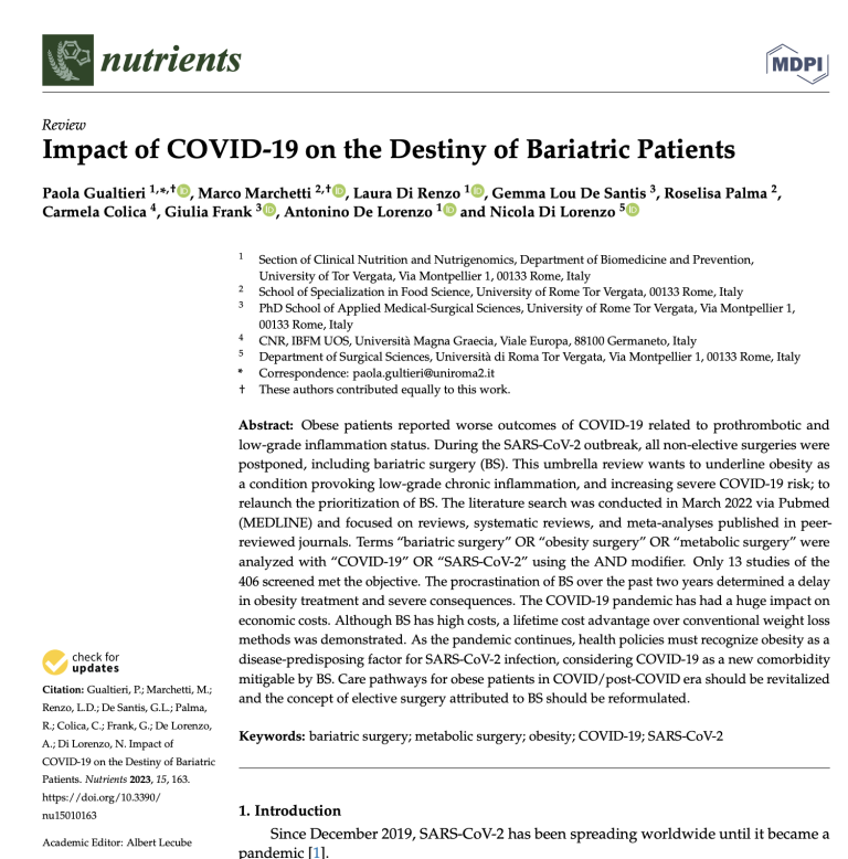 Impact of COVID-19 on the Destiny of Bariatric Patients