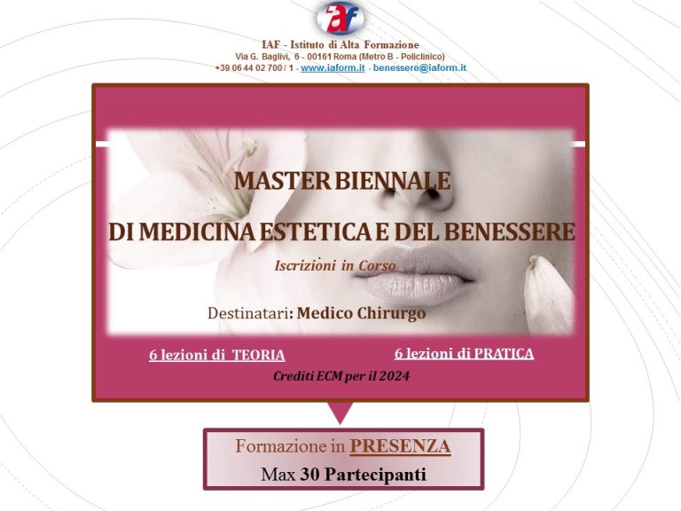 Master II livello in Medicina Estetica IAF – 30 Novembre Roma