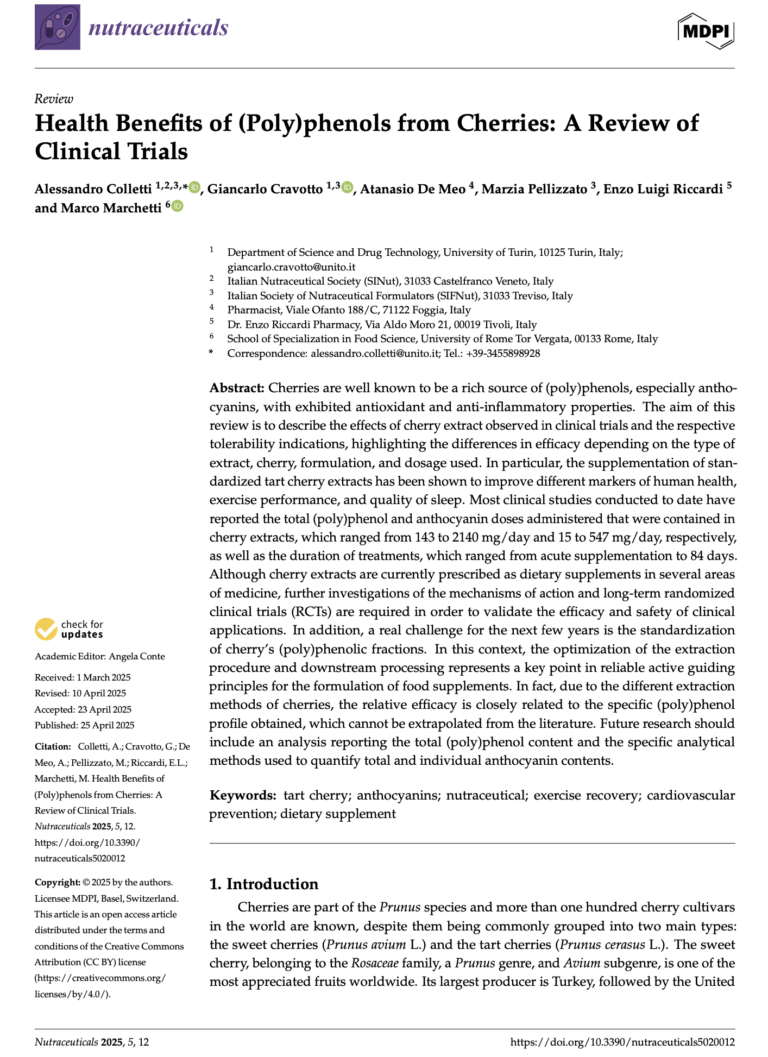 Health Benefits of (Poly)phenols from Cherries: A Review of Clinical Trials