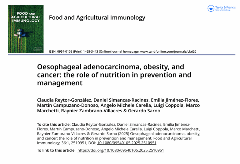 Oesophageal adenocarcinoma, obesity, and cancer: the role of nutrition in prevention and management