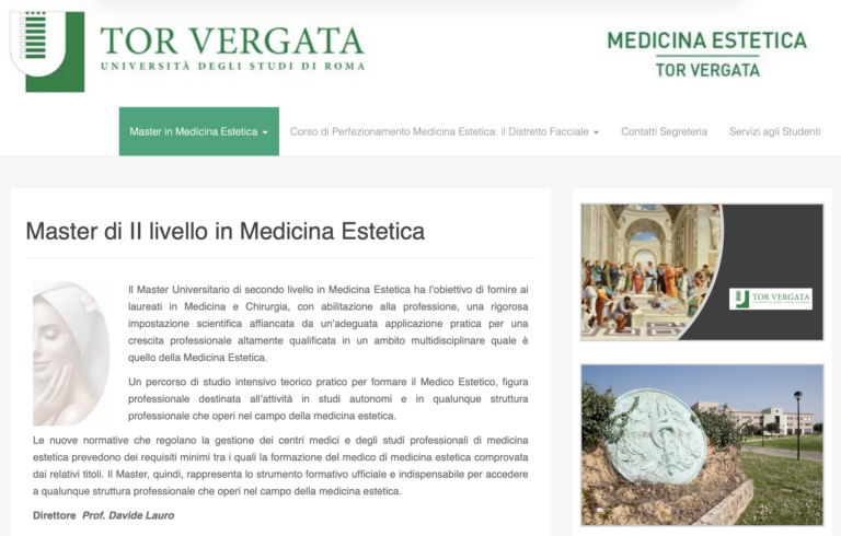 Master in Medicina Estetica Università degli studi di Roma Tor Vergata